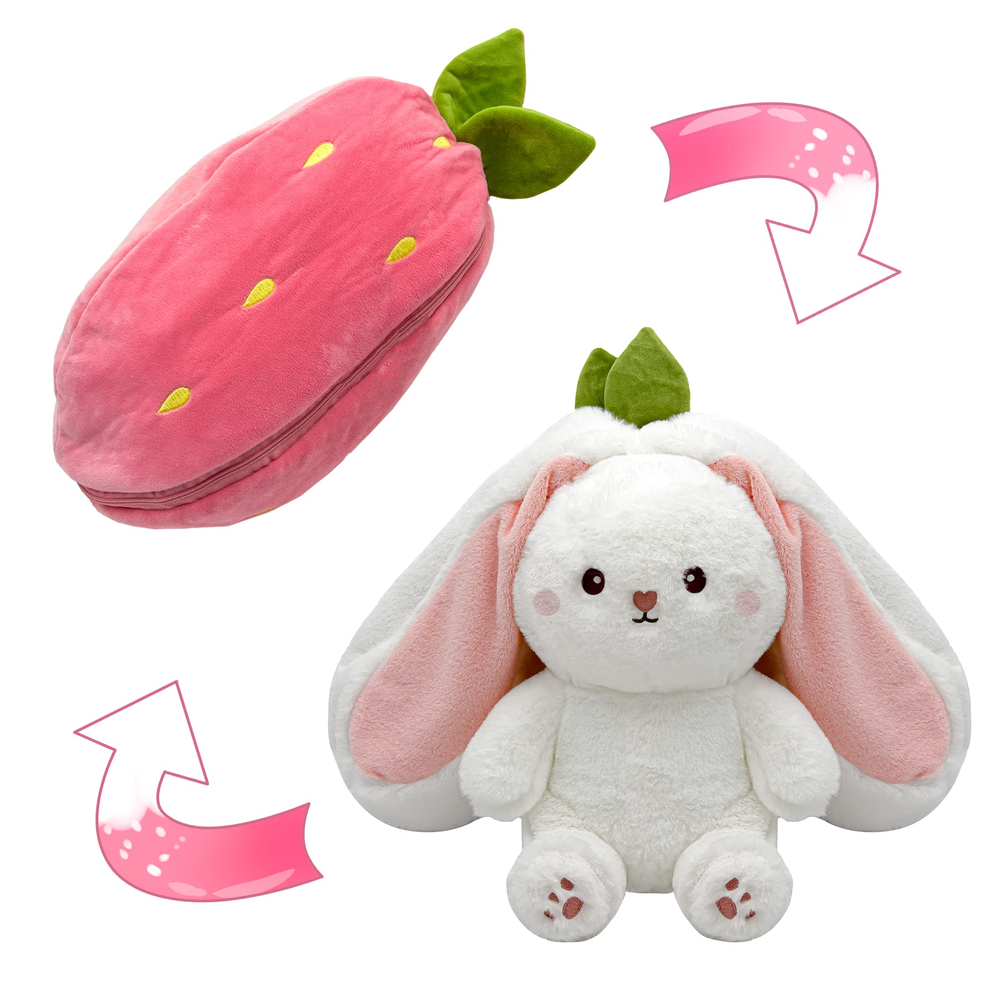 Strawberry Bunny Transformed into Little Rabbit Fruit Doll Plush Toy