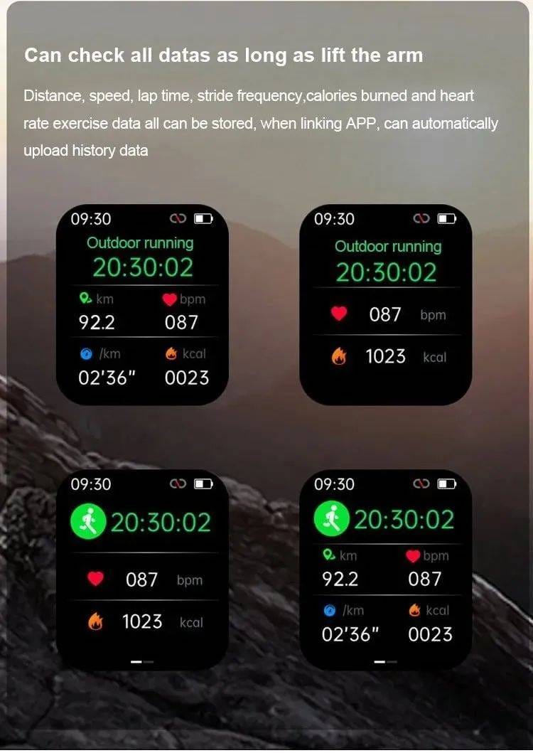 All day monitoring of heart rate,blood sugar, and blood pressure Bluetooth fashion watch support 24 languages