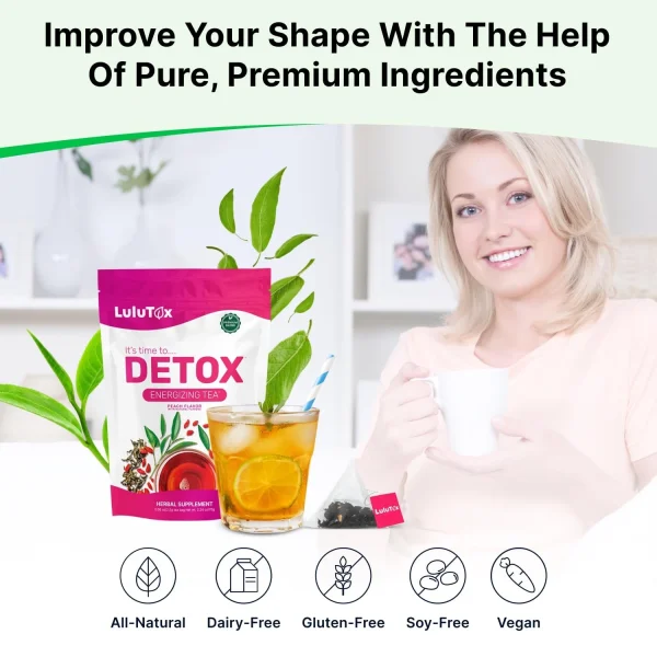 LULUTOX Detox Tea - Herbal Blend with Dandelion Ginseng and Ginger