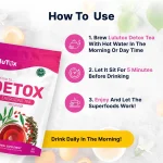 LULUTOX Detox Tea - Herbal Blend with Dandelion Ginseng and Ginger