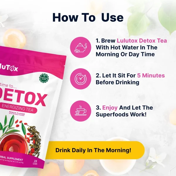 LULUTOX Detox Tea - Herbal Blend with Dandelion Ginseng and Ginger